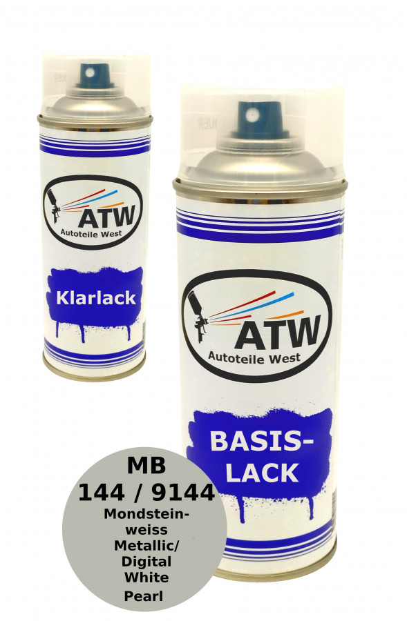 Autolack für Mercedes Benz 144 / 9144 Mondsteinweiss Metallic / Digital White Pearl+400ml Klarlack Set